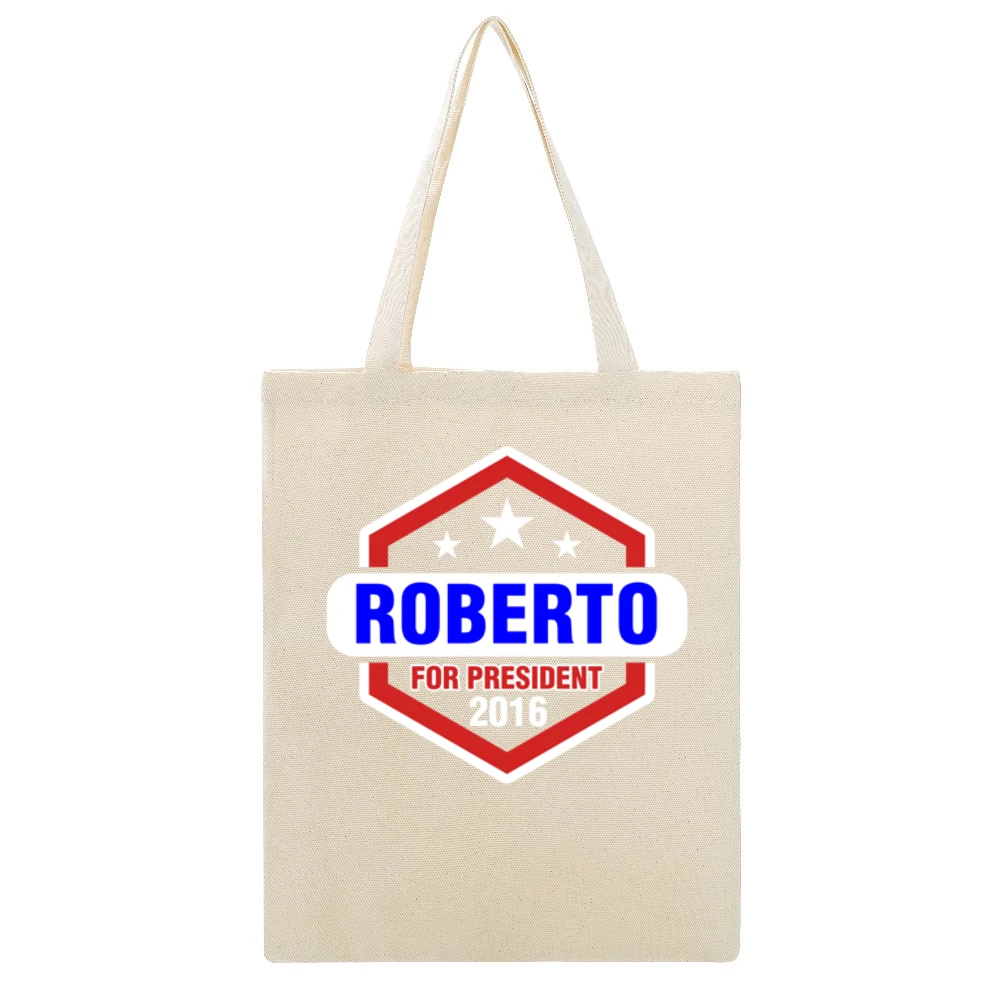 Roberto For President 2016 Futurama TV Show Beige Canvas Tote Shopping Bag