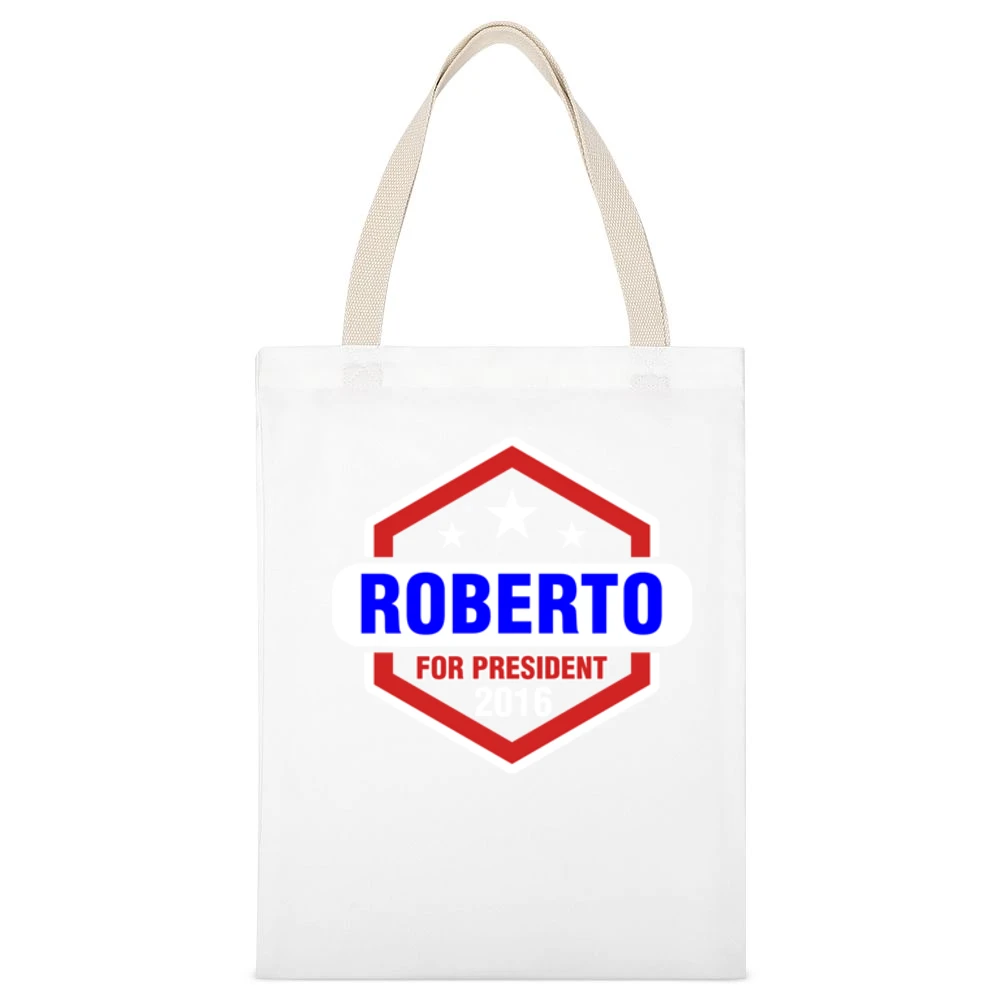 Roberto For President 2016 Futurama TV Show White Canvas Tote Shopping Bag