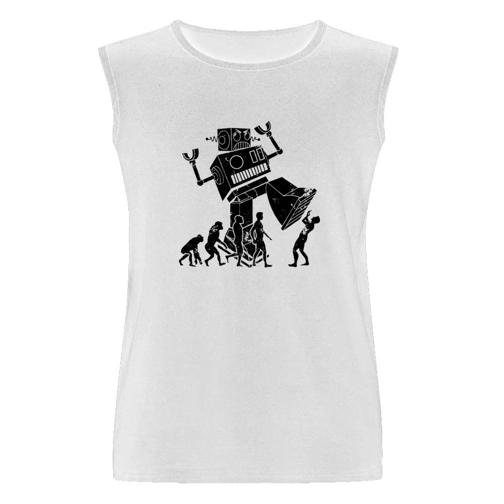 Robot Evolution Terror Funny Parody Men Sleeveless T-Shirt