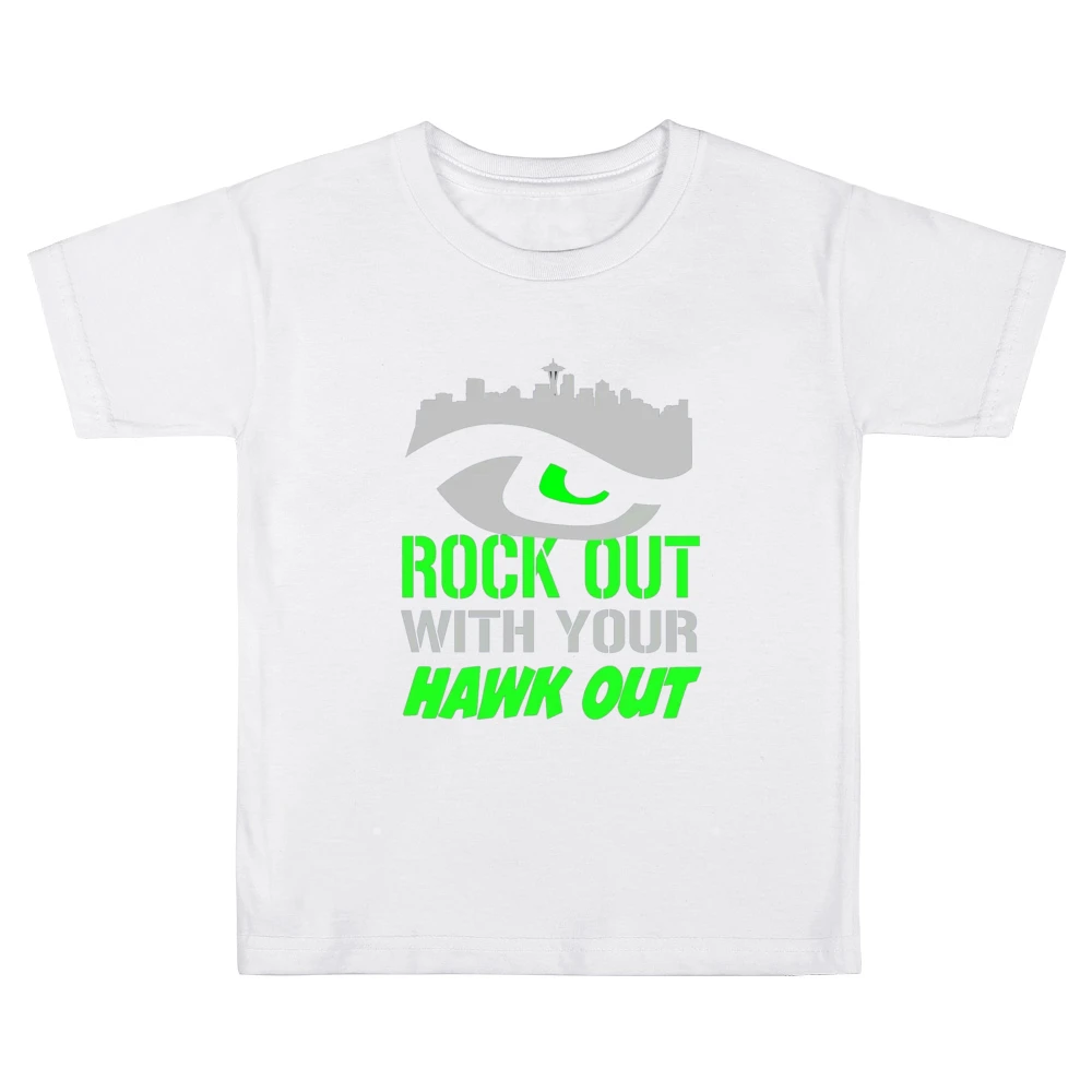 Rock Out With Your Hawk Out Seattle Football Team Kids Boys Girls T-Shirt