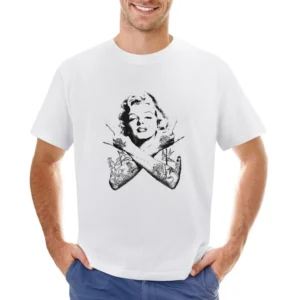 Rockstar Marilyn Monroe With Tattoos Fun Tee Shirt Asian Size Men T-Shirt
