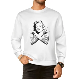 Rockstar Marilyn Monroe With Tattoos Fun Tee Shirt European Size Pullover Sweater