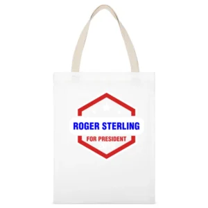 Roger Sterling For President 2016 Mad Men TV Show White Canvas Tote Shopping Bag