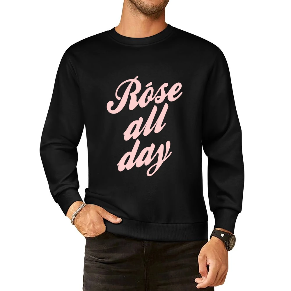 Rose All Day Fun Wine Lover Graphic Tee Shirt European Size Pullover Sweater