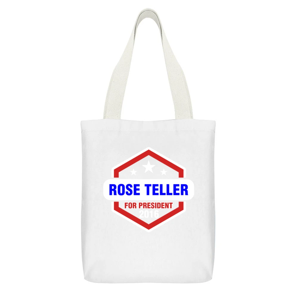 Rose Teller For President 2016 Luther TV Show White Canvas Tote Shopping Bag With Interior Pocket