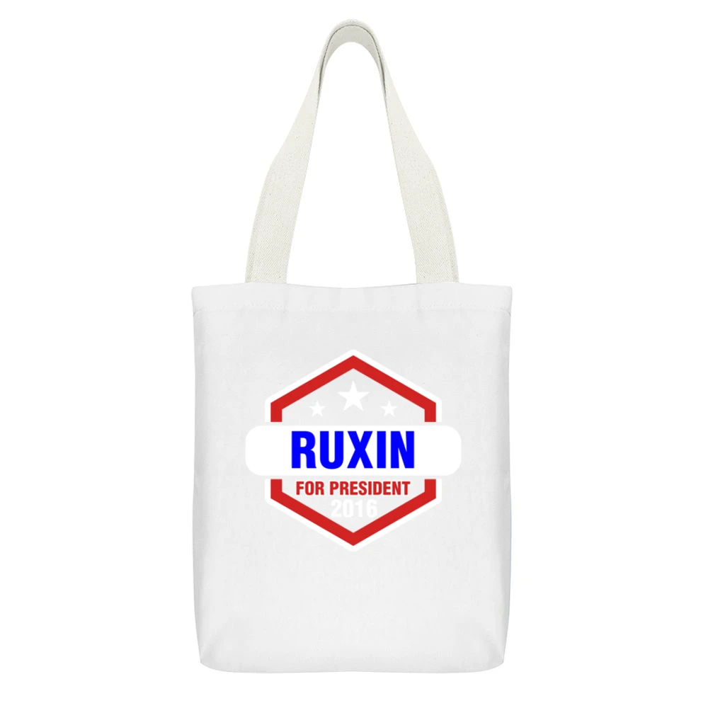 Ruxin For President 2016 The League TV Show White Canvas Tote Shopping Bag With Interior Pocket