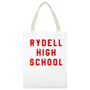 Rydell High School Fun Popular Grease Movie Graphic 80s Style White Canvas Tote Shopping Bag