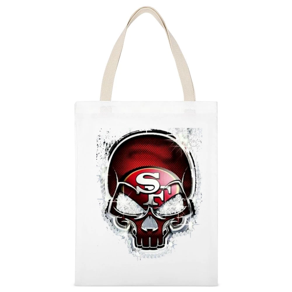 SF Skull White Canvas Tote Shopping Bag