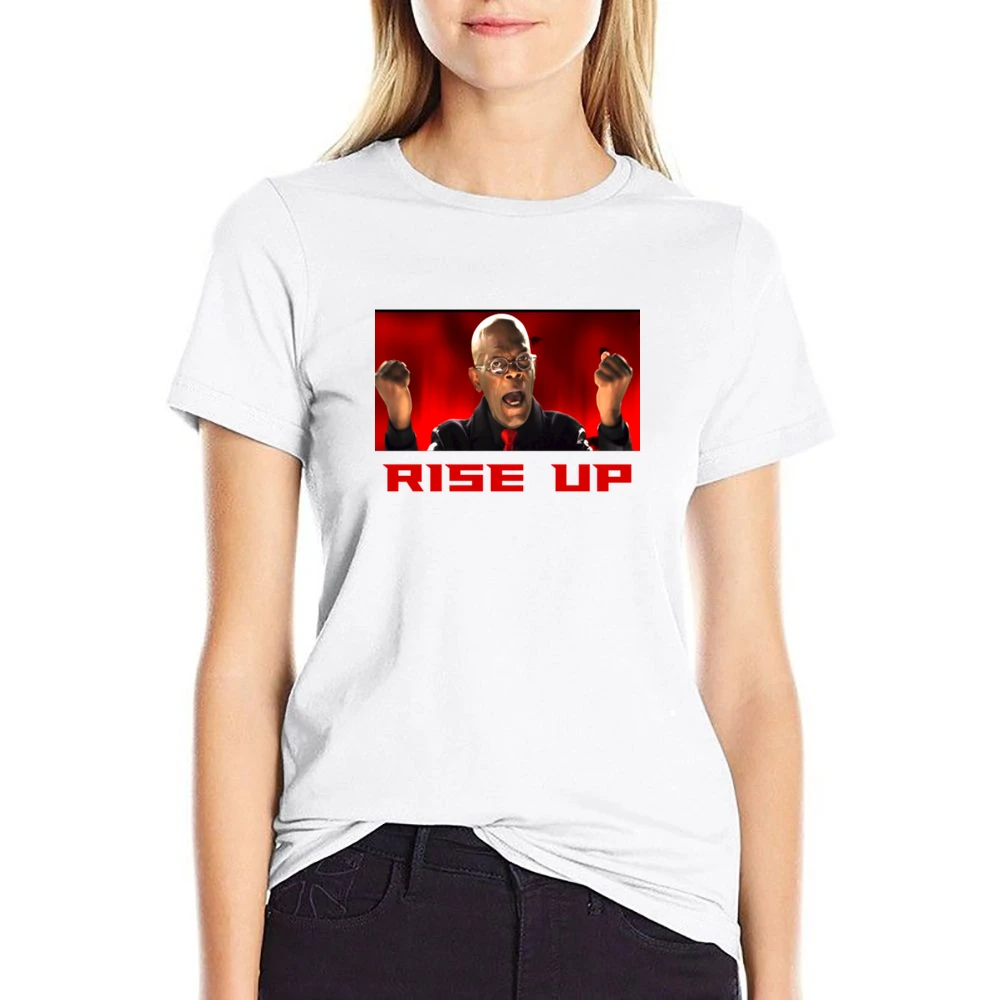 Samuel L Jackson Rise Up Falcons US Size Women Ladies T-shirt