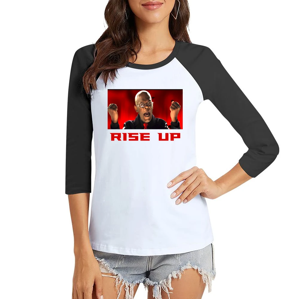 Samuel L Jackson Rise Up Falcons Women Ladies 3-4 Sleeve T-Shirt