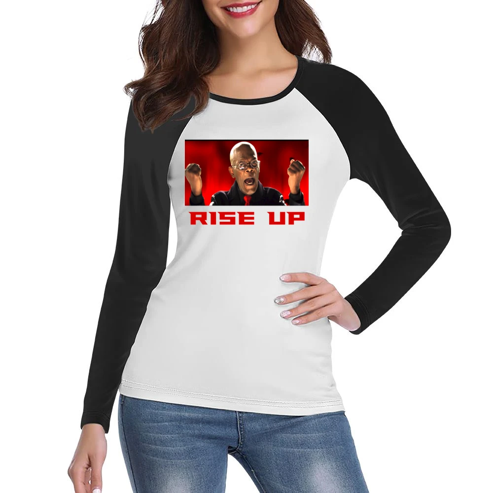 Samuel L Jackson Rise Up Falcons Women Ladies Long Sleeve T-Shirt