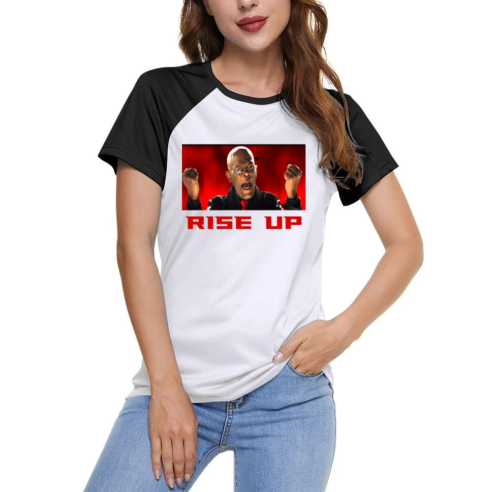 Samuel L Jackson Rise Up Falcons Women Ladies Short Sleeve T-Shirt