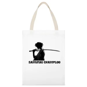 Samurai champloo mugen black Silhouette shadow anime manga White Canvas Tote Shopping Bag