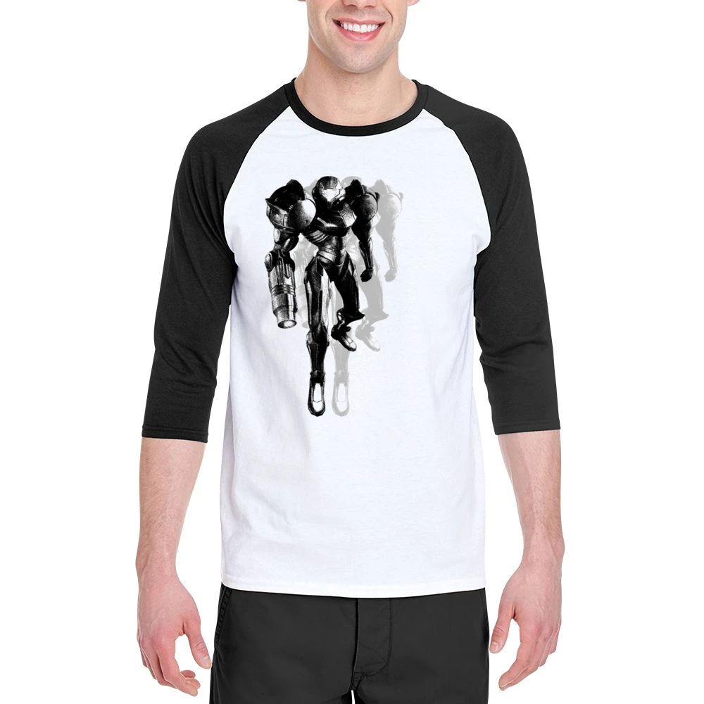 Samus Aran Metroid Armor Video Game Men 3/4 Sleeve T-Shirt