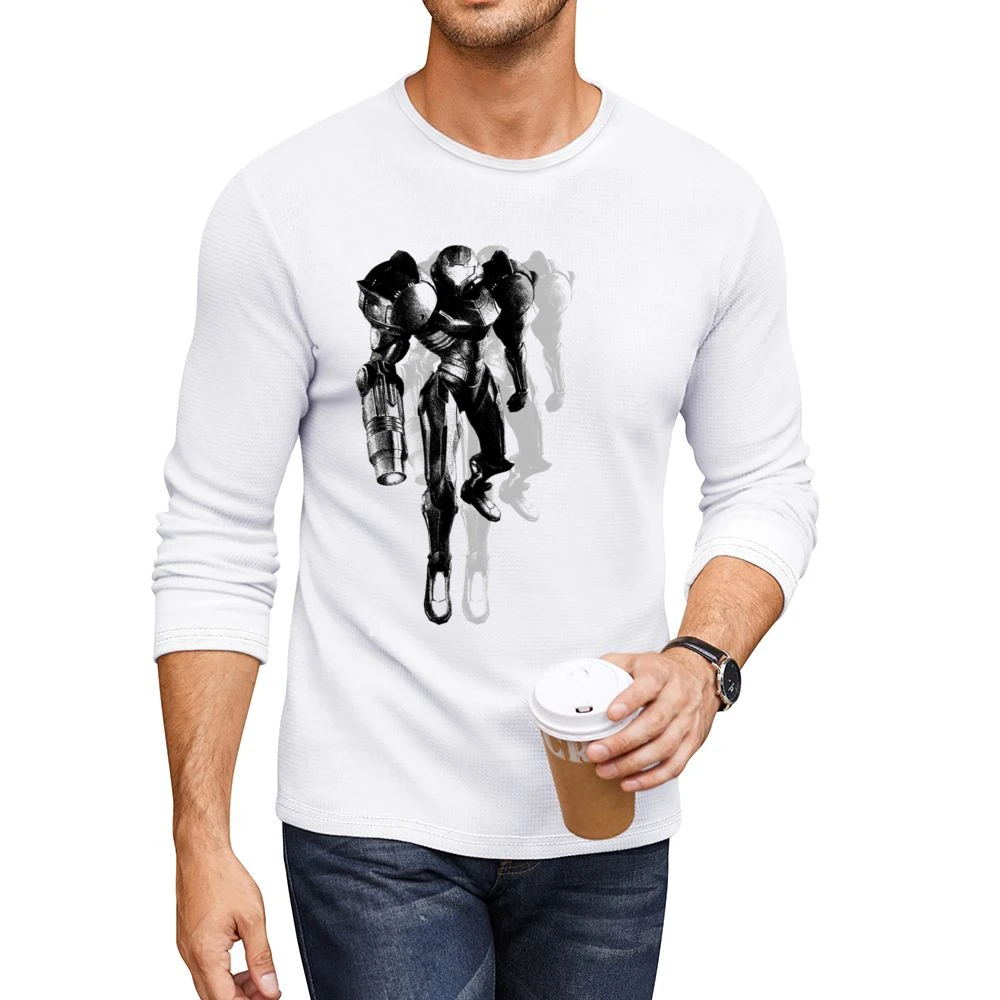 Samus Aran Metroid Armor Video Game Men CrewNeck Long Sleeve T-Shirt