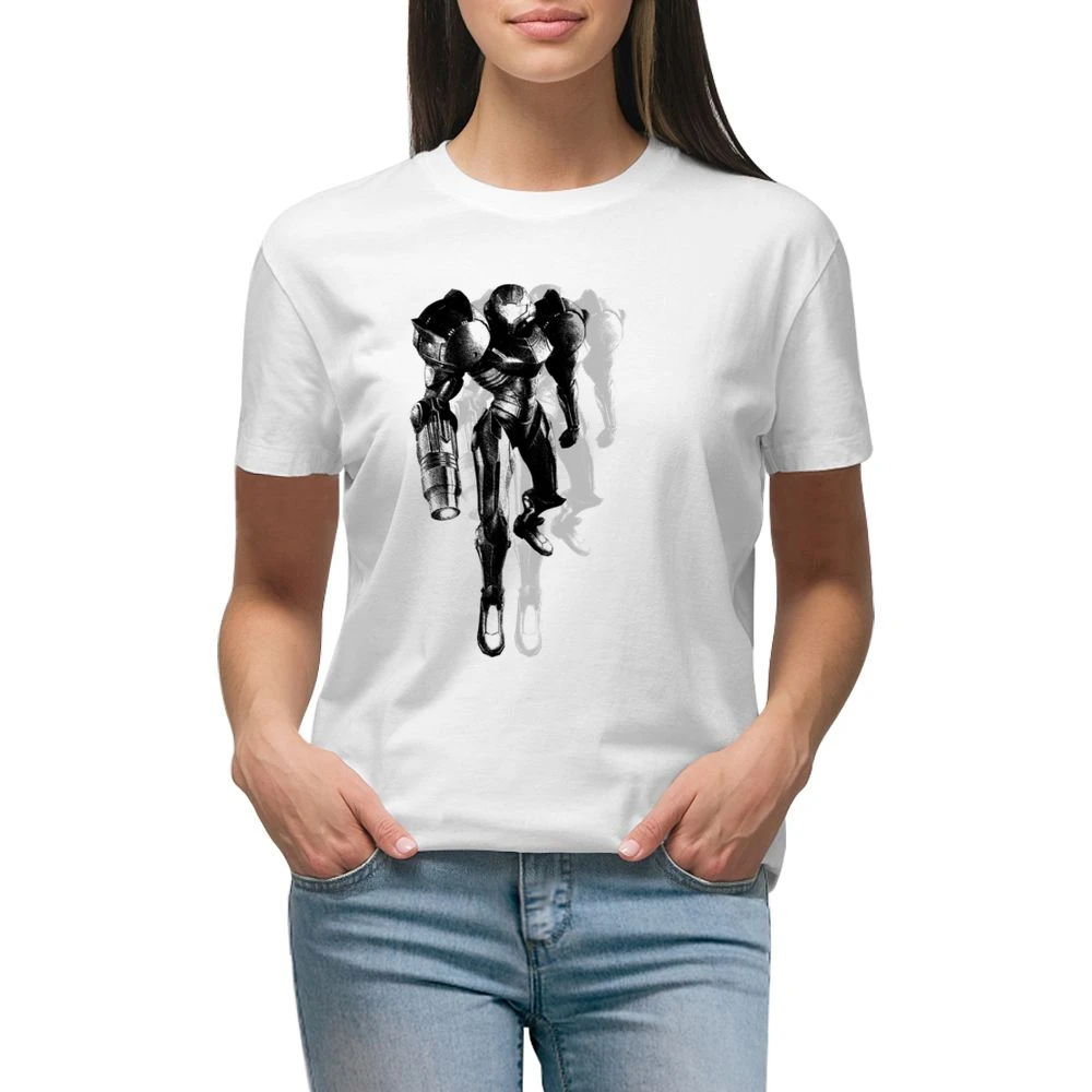 Samus Aran Metroid Armor Video Game Premium Women Ladies T-shirt