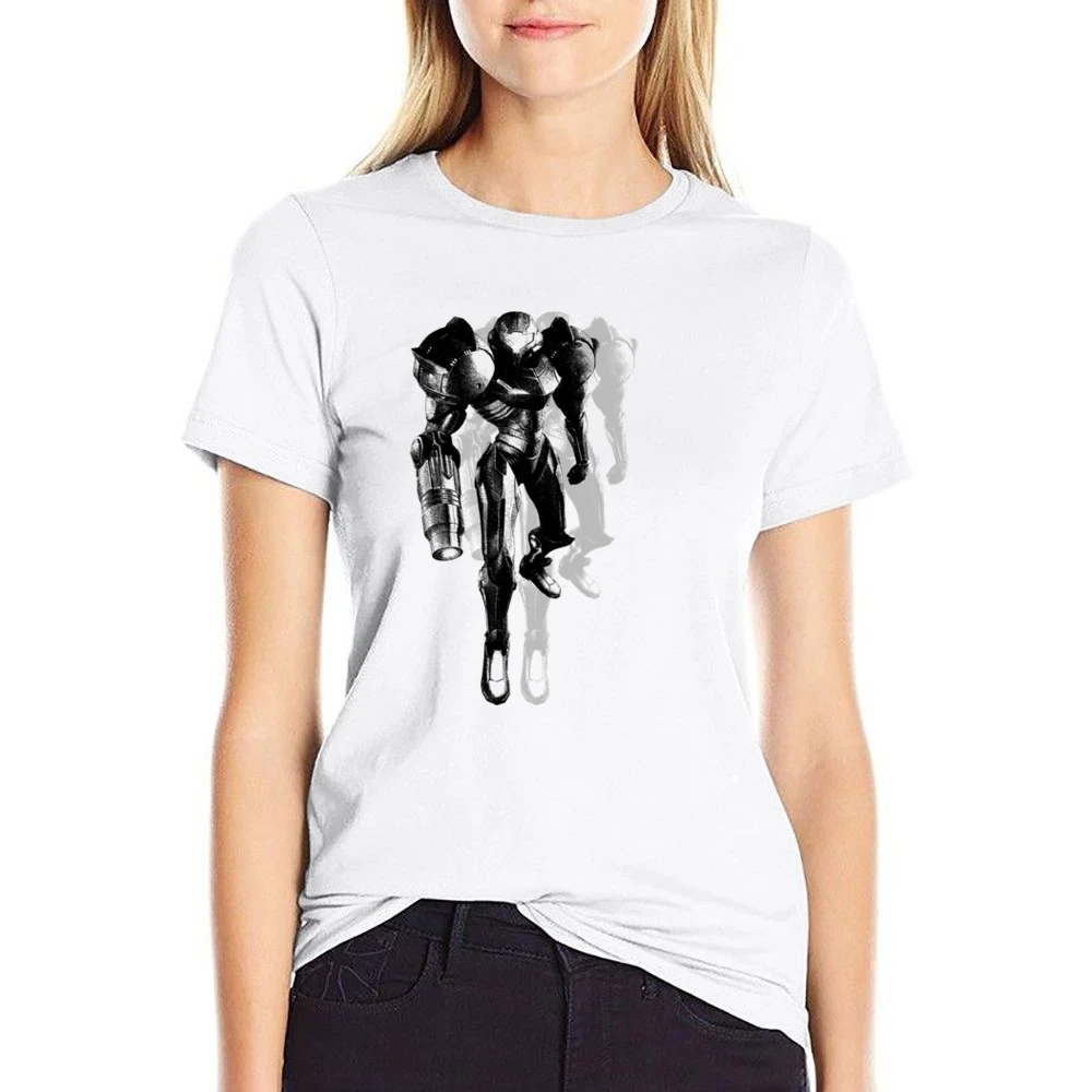 Samus Aran Metroid Armor Video Game US Size Women Ladies T-shirt