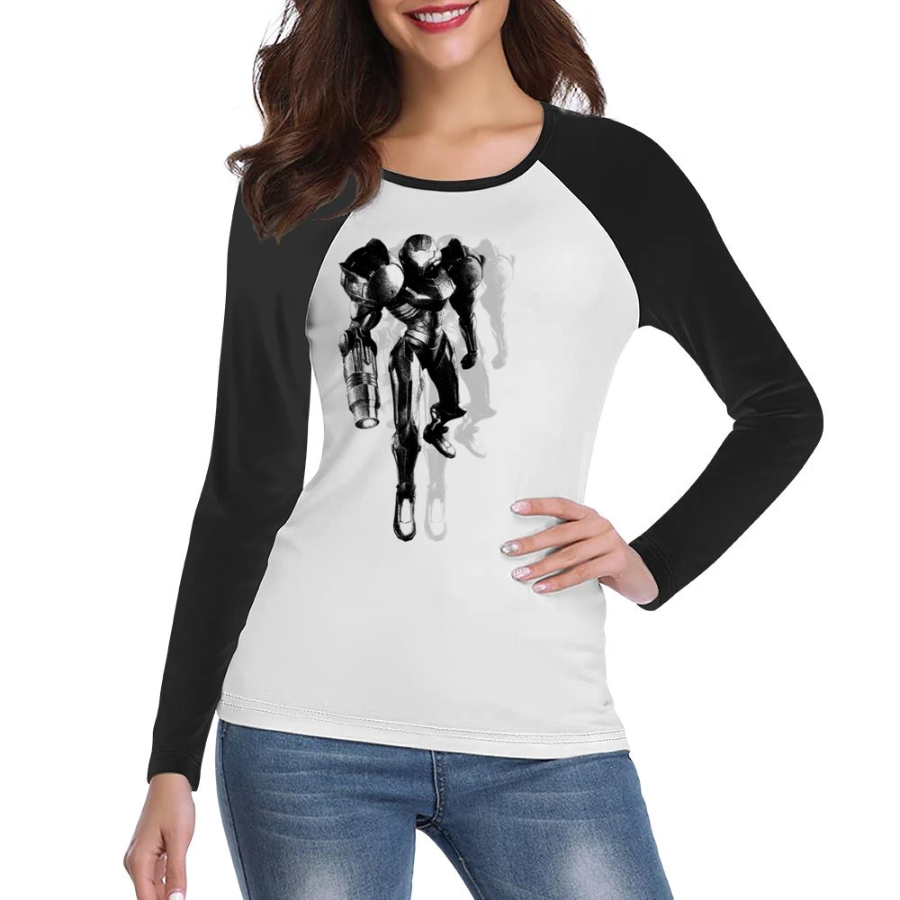 Samus Aran Metroid Armor Video Game Women Ladies Long Sleeve T-Shirt