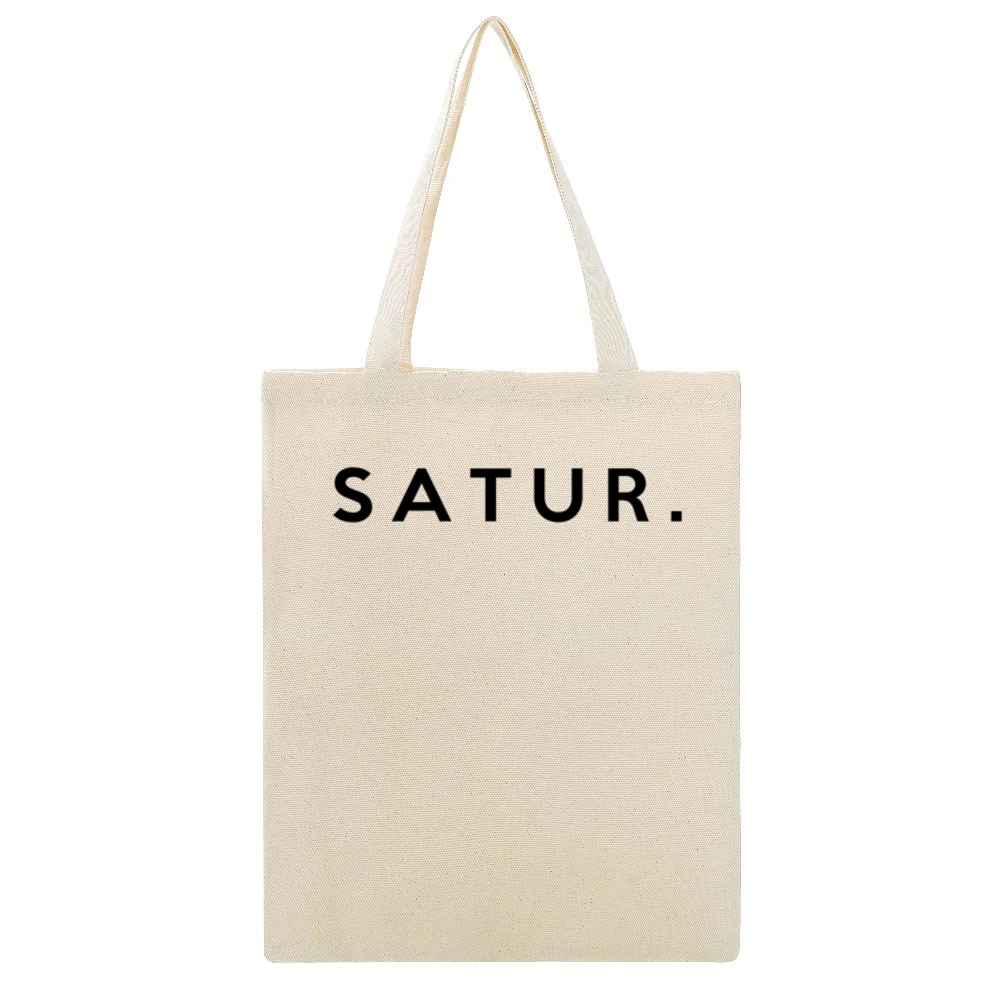 Saturday Fun Short Form Days Of The Week Popular Graphic Beige Canvas Tote Shopping Bag