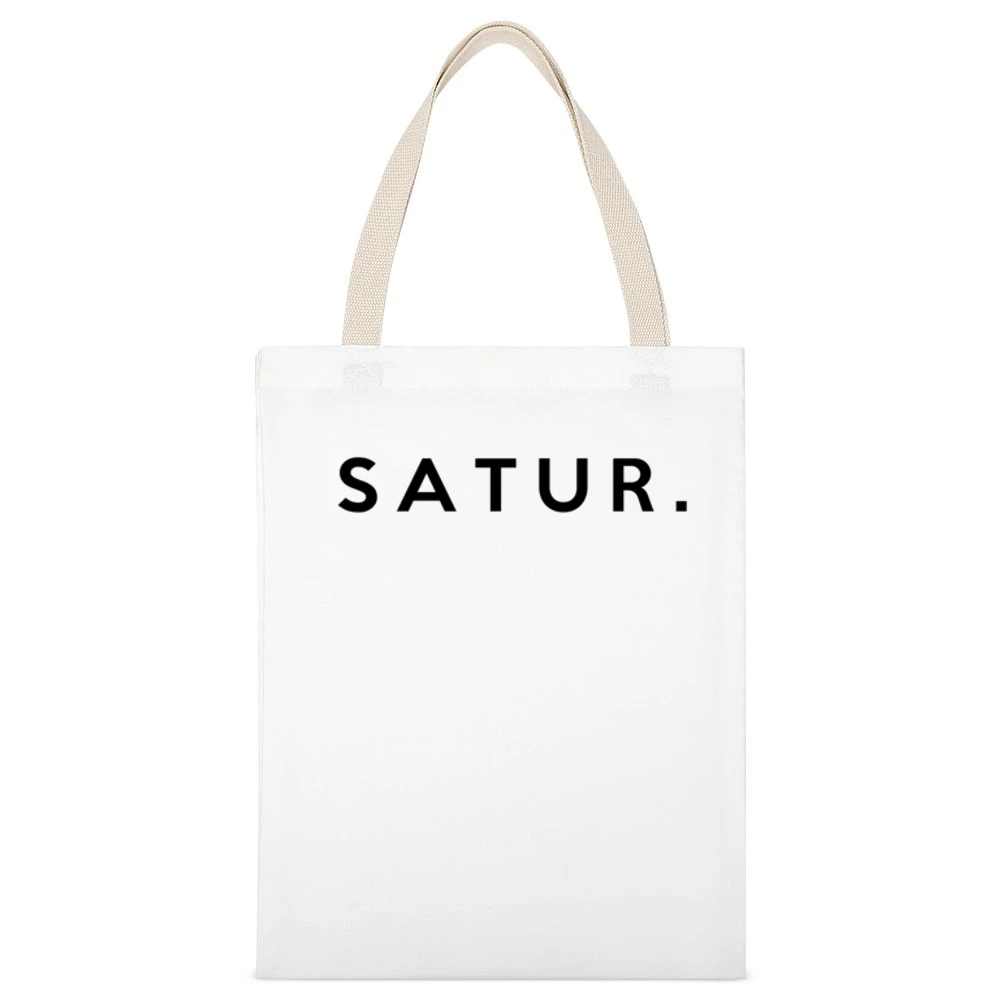Saturday Fun Short Form Days Of The Week Popular Graphic White Canvas Tote Shopping Bag