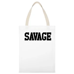 Savage Fun Popular Graphic Tee Shirt White Canvas Tote Shopping Bag