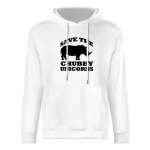 Save The Chubby Unicorns Funny Rhinoceros Graphic Tee Shirt European Size Men Hoodie