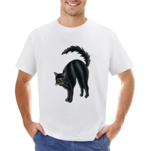 Scared black cat Asian Size Men T-Shirt
