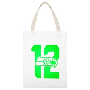 Seatle Football Team 12th Man White Canvas Tote Shopping Bag