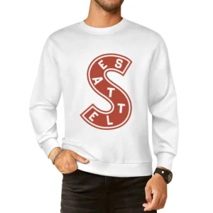Seattle Hockey Team Retro Metropolitans Sports Red Logo Fan European Size Pullover Sweater