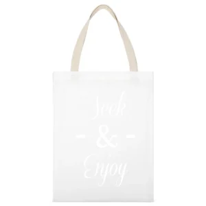 Seek And Enjoy Fun Wanderlust Graphic Travel Adventure White Canvas Tote Shopping Bag
