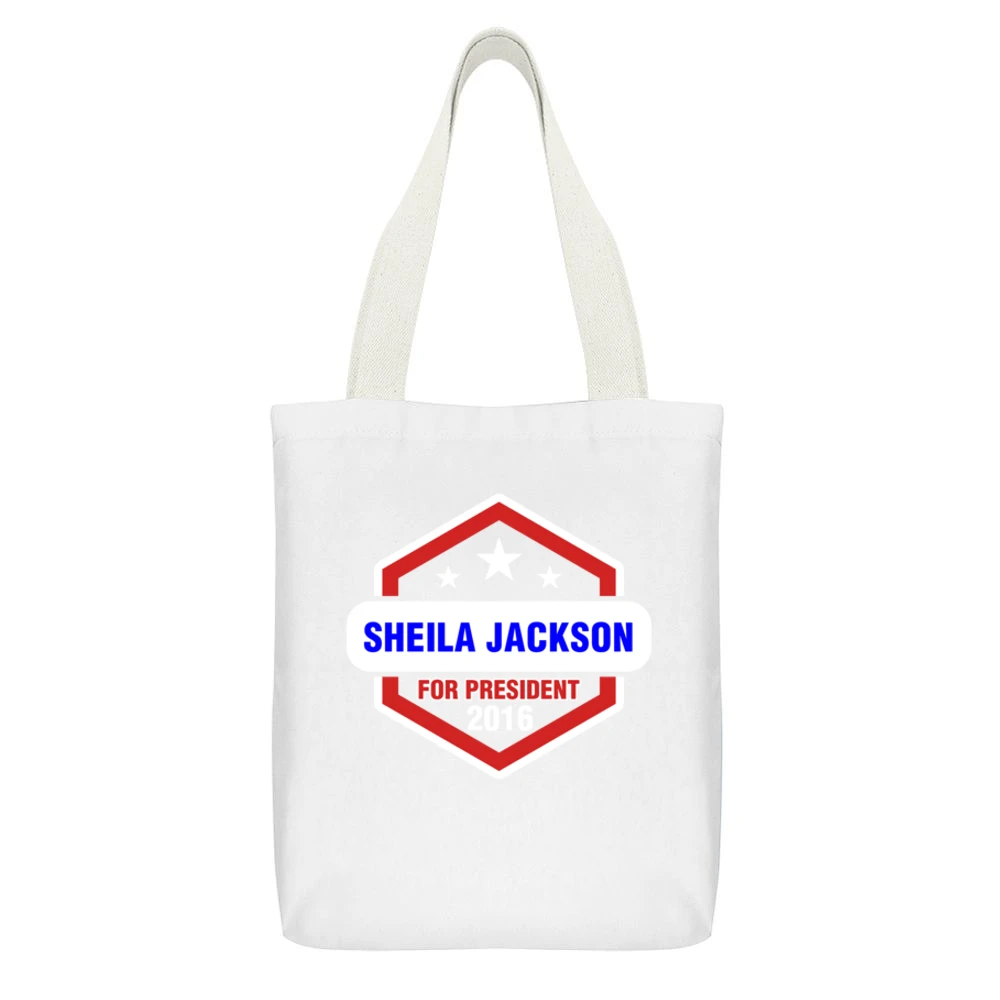 Sheila Jackson For President 2016 Shameless TV Show White Canvas Tote Shopping Bag With Interior Pocket