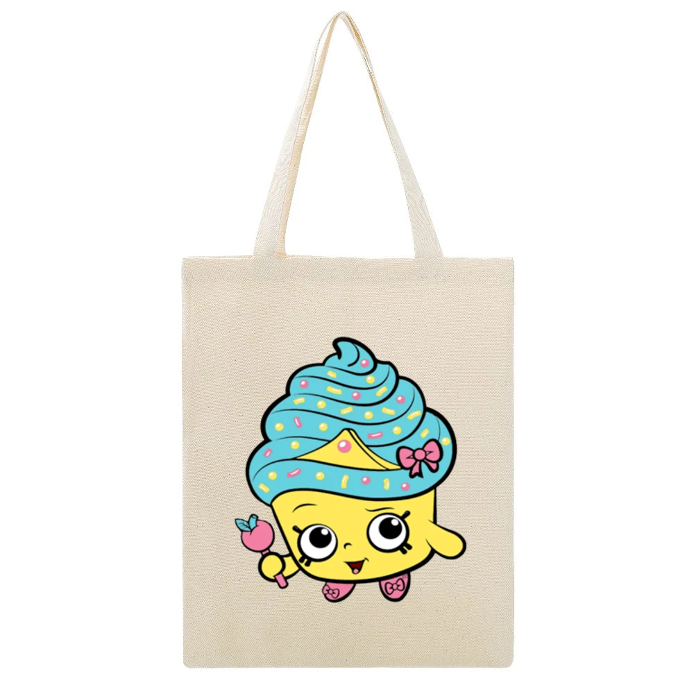 Shopkins Cupcake Queen Beige Canvas Tote Shopping Bag