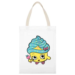 Shopkins Cupcake Queen White Canvas Tote Shopping Bag