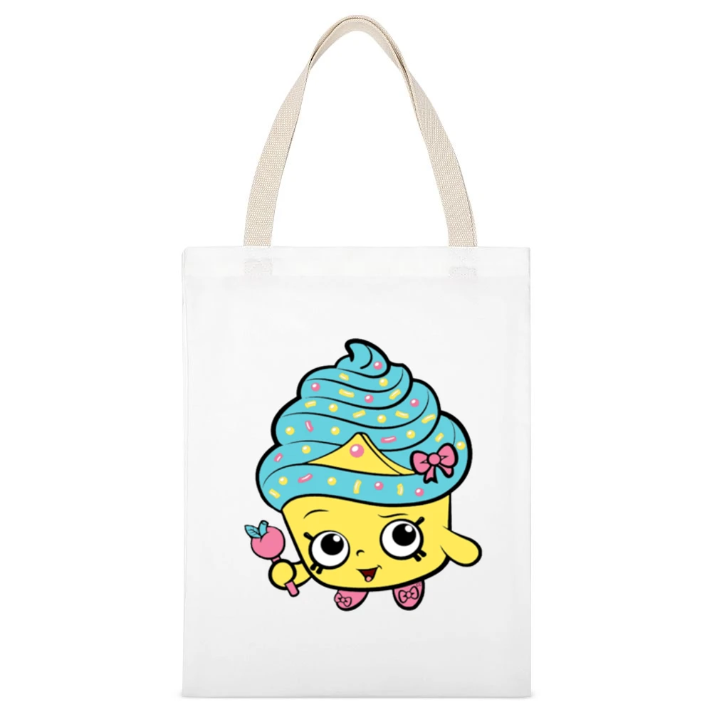 Shopkins Cupcake Queen White Canvas Tote Shopping Bag