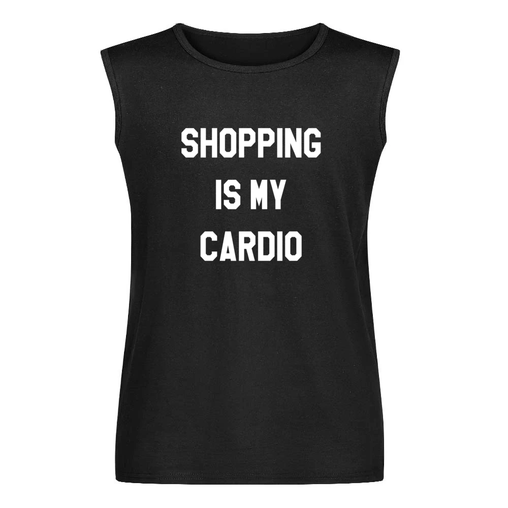 Shopping Is My Cardio Fun Fitness Workout Graphic Tee Shirt Men Sleeveless T-Shirt