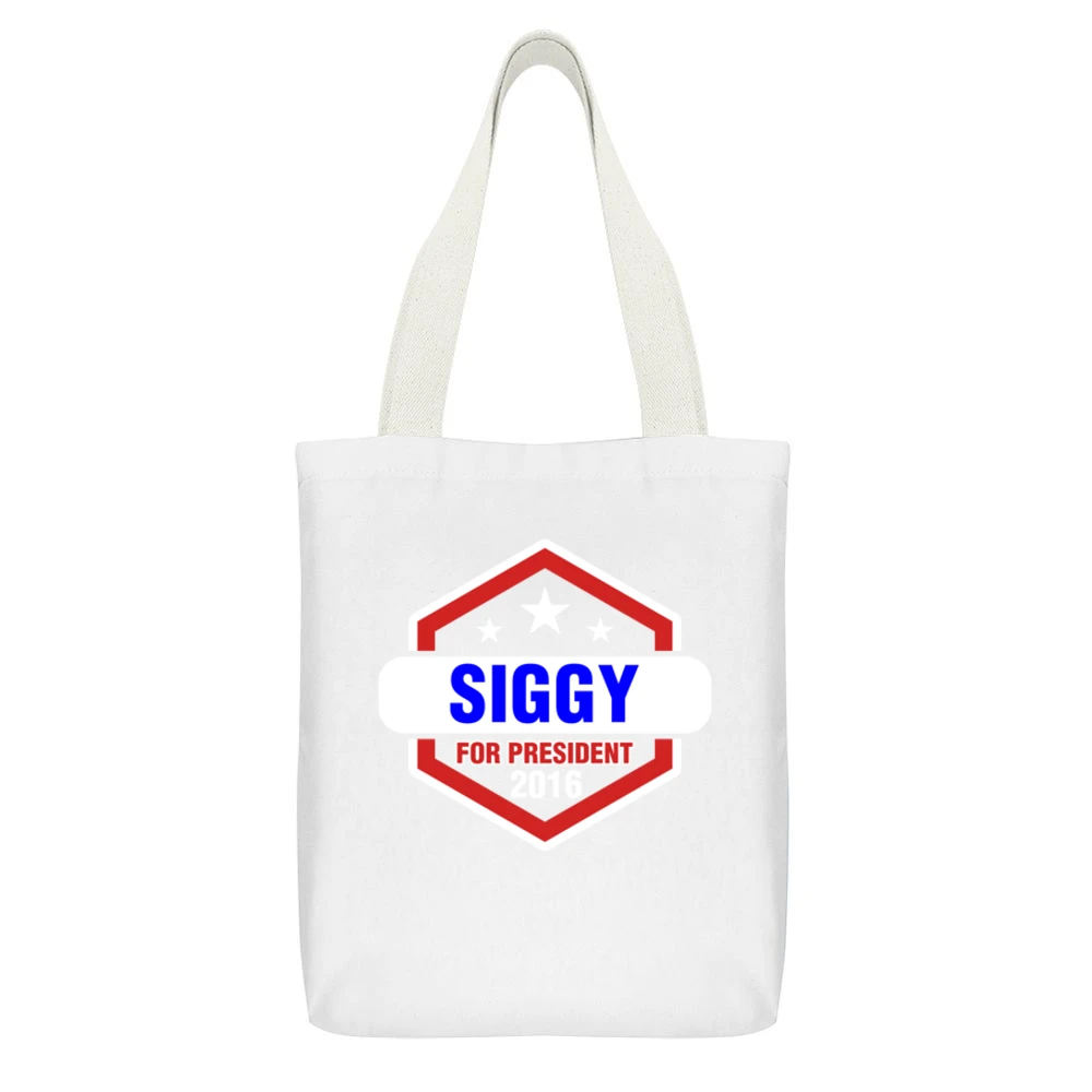 Siggy For President 2016 Vikings TV Show White Canvas Tote Shopping Bag With Interior Pocket