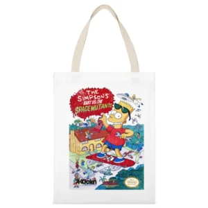 Simpsons Bart Vs Space Mutants Nes Nintendo Old School Retro Video Gam White Canvas Tote Shopping Bag
