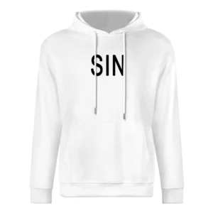 Sin Original Plain White Graphic Tee Shirt European Size Men Hoodie