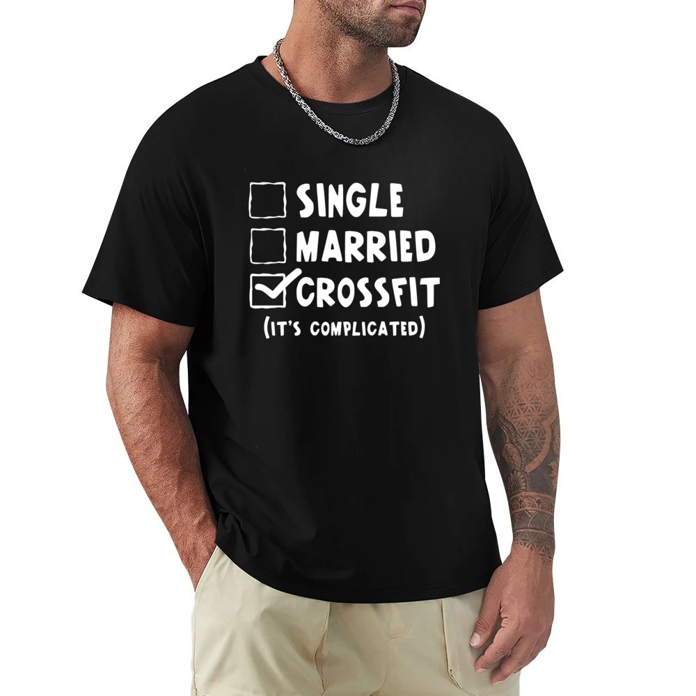 Single Married Crossfit Its Complicated Funny Fitness Workout Graphic Premium Men T-shirt