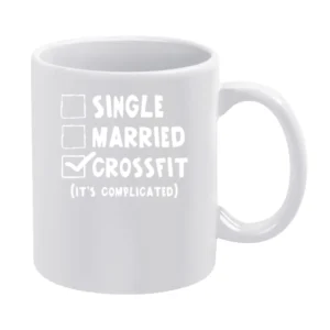 Single Married Crossfit Its Complicated Funny Fitness Workout Graphic White Mug