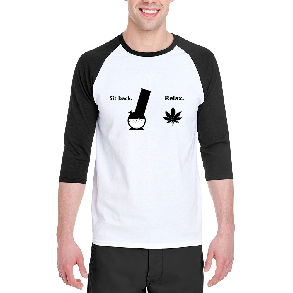 Sit Back Relax Weed Funny Men 3/4 Sleeve T-Shirt