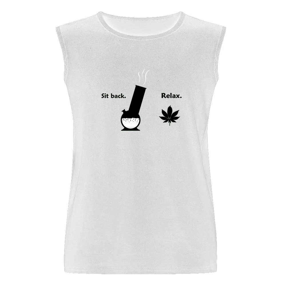 Sit Back Relax Weed Funny Men Sleeveless T-Shirt