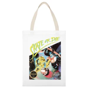Skate Or Die Nes Nintendo Old School Retro Video Game Fan Distressed T White Canvas Tote Shopping Bag