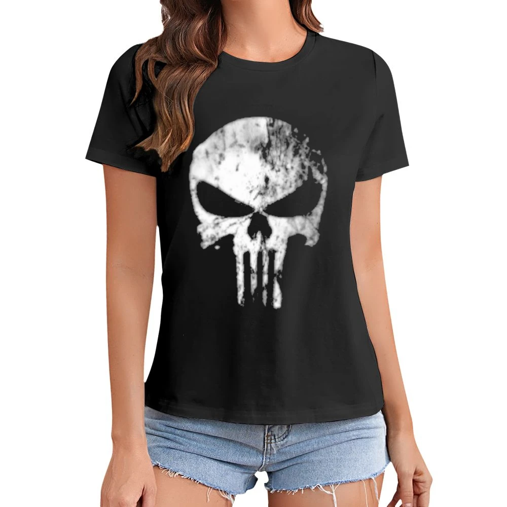 Skatter skull the punisher Asian Size Women Ladies T-shirt