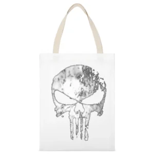 Skatter skull the punisher White Canvas Tote Shopping Bag