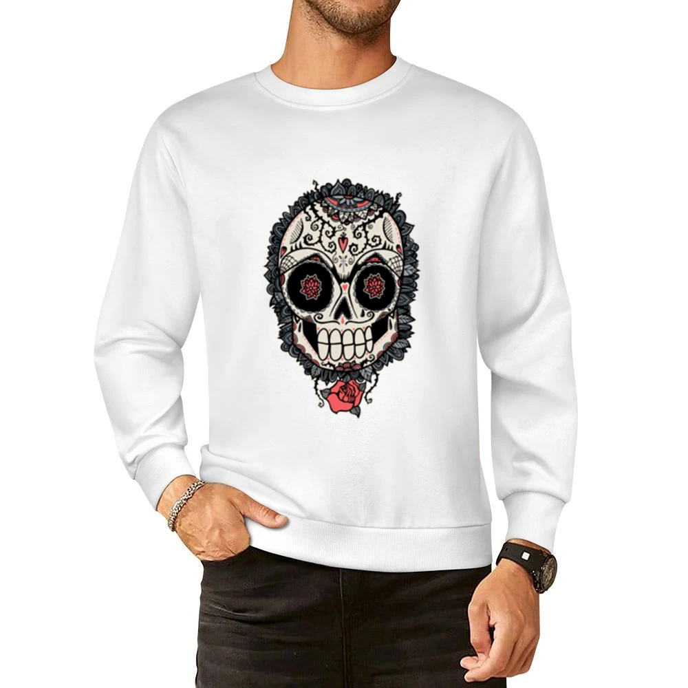 Skeleton Dia De Los Muertos Hearts Roses Design Graphic Tee Shirt European Size Pullover Sweater