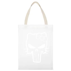Skull Bros White Canvas Tote Shopping Bag