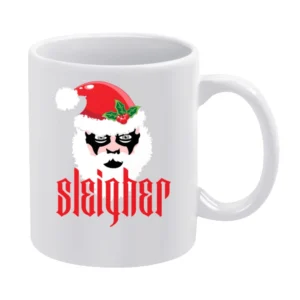 Sleigher Funny Christmas Heavy Metal Parody Holiday Music Fan White Mug