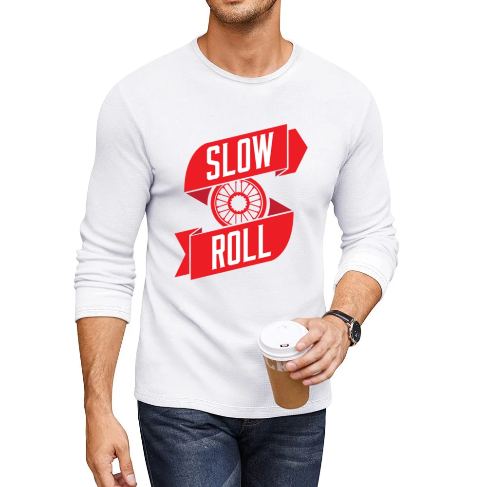 Slow Roll Car Tire Rim Fun Graphic Men CrewNeck Long Sleeve T-Shirt