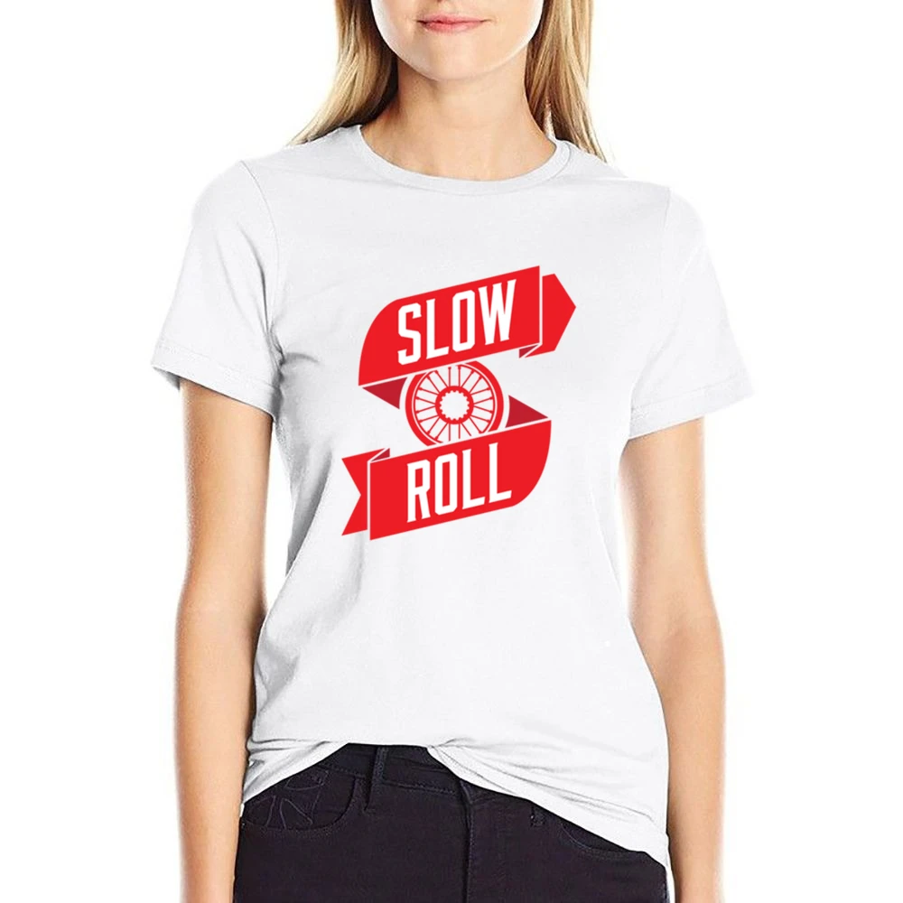 Slow Roll Car Tire Rim Fun Graphic US Size Women Ladies T-shirt